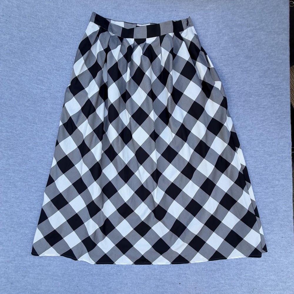 Talbots Pencil Skirt Black White Plaid Long Maxi Lined Size 10 P Pockets Preppy
